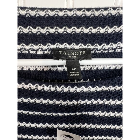 NWT TALBOTS $109 Navy Textured Knit Sweater Dress Large Petite Striped Nautical - Picture 4 of 4